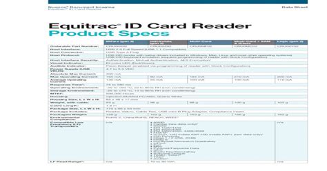 nuance mifare card reader|Equitrac ID Card Reader Product Specs.